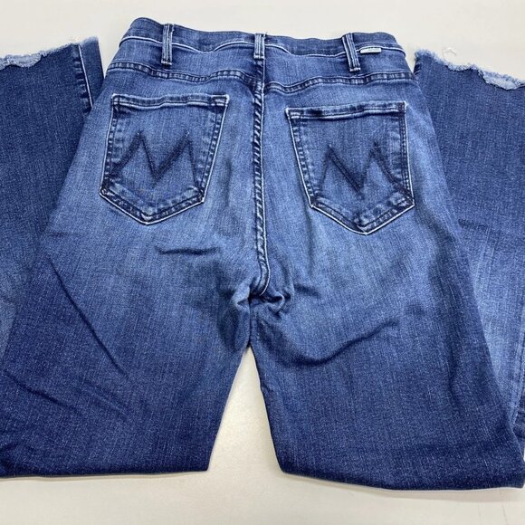Mother Women’s The Hustler Ankle Fray Flare Jeans Size 27 Dark Blue - Picture 5 of 14